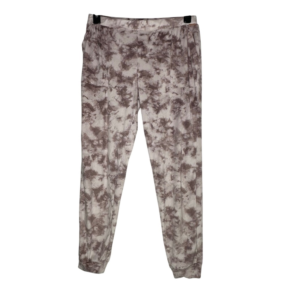 Danskin Womens Tie Dye Plush Fleece Joggers Mauve‎ Taupe Soft Lounge Pants M